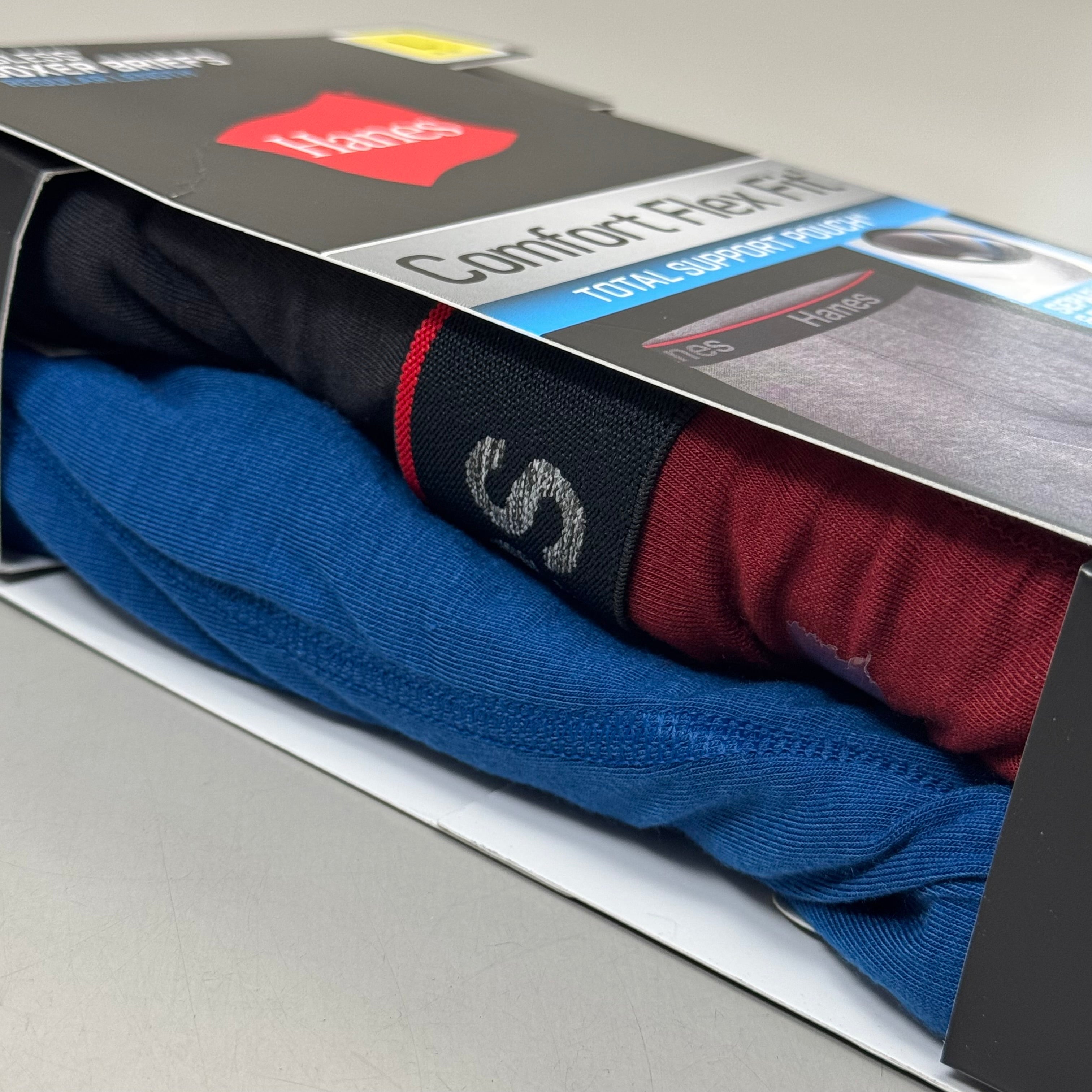 HANES (3 PACK!) Men's Comfort Flex Fit Boxer Briefs Sz L 36-38" Black/Blue/Red CFFSL3