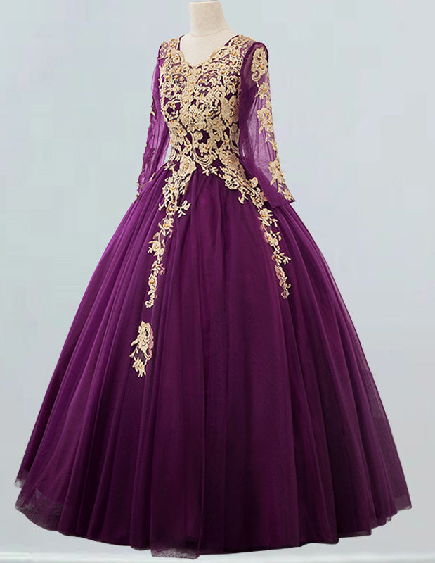 Navy long sleeve bride gown plus size wedding dress gown dark blue princess prom dress ball gown