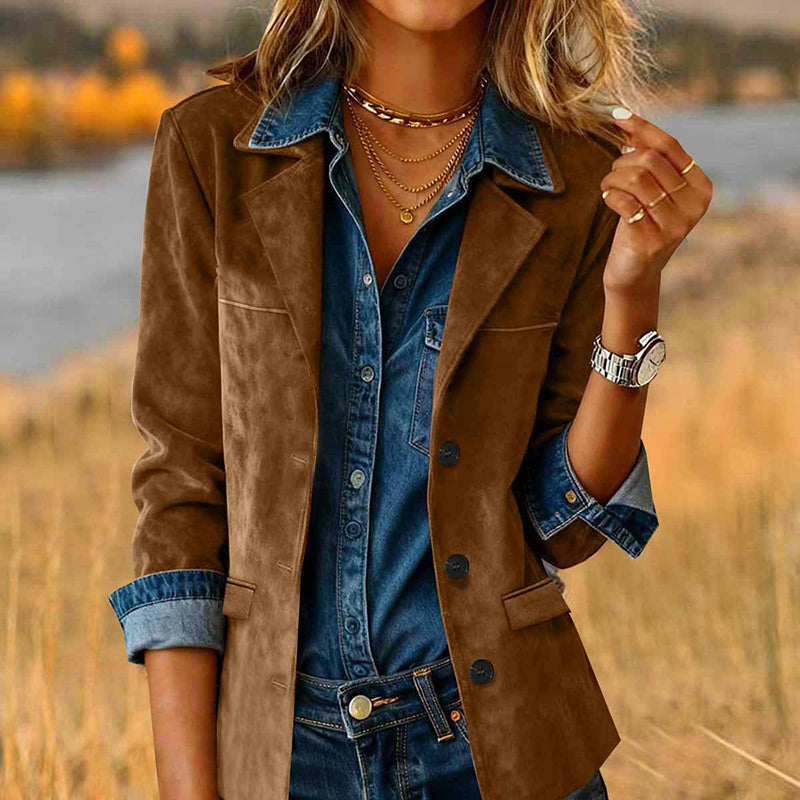 Plus Size Women's Solid Color Blazer Jacket
