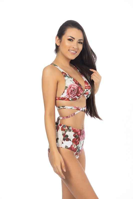 Floral Wrap Bralette Bikini Set
