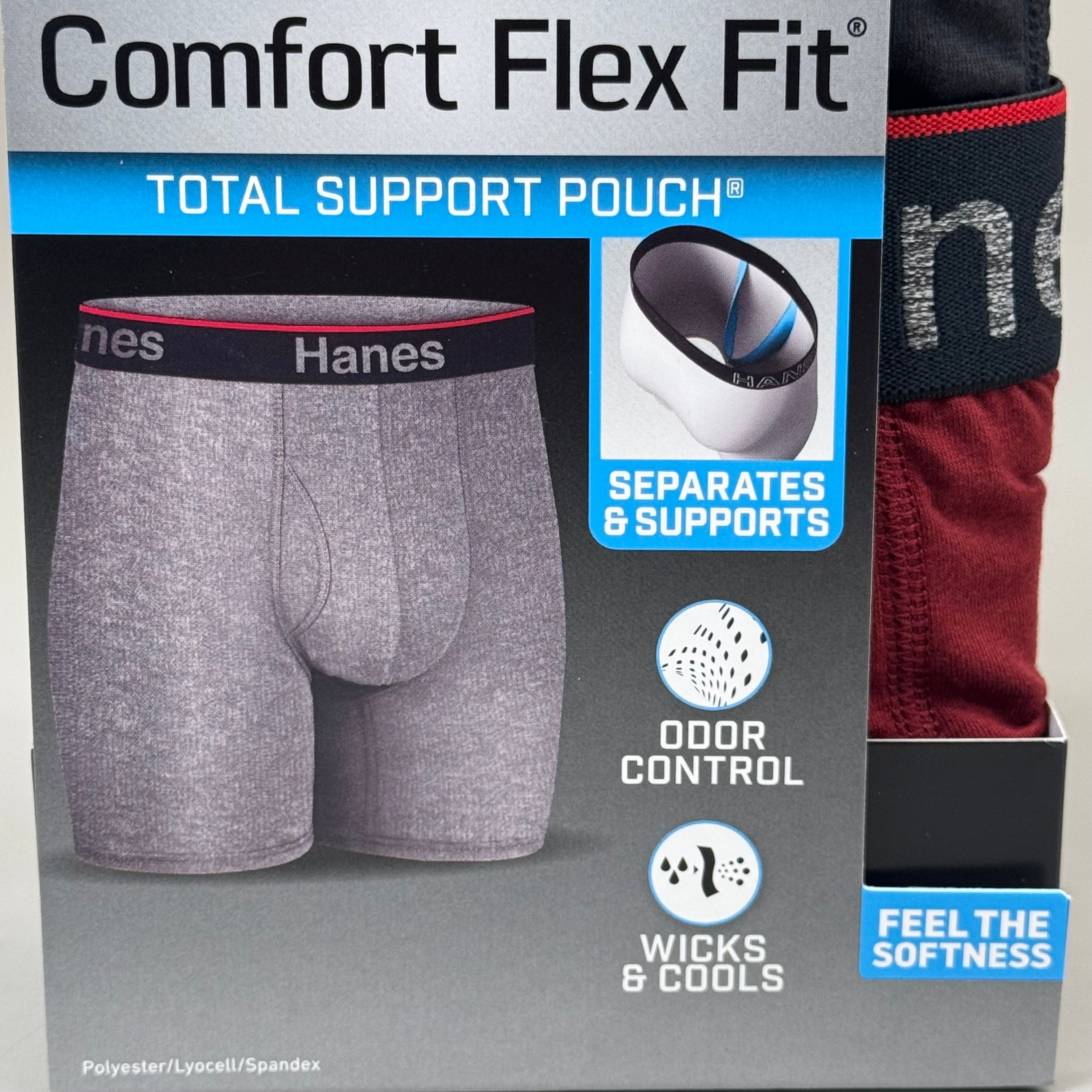 HANES (3 PACK!) Men's Comfort Flex Fit Boxer Briefs Sz L 36-38" Black/Blue/Red CFFSL3