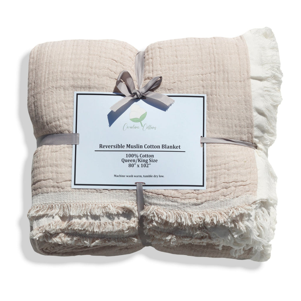 100% Cotton Reversible Muslin Coverlet 80" x 102"