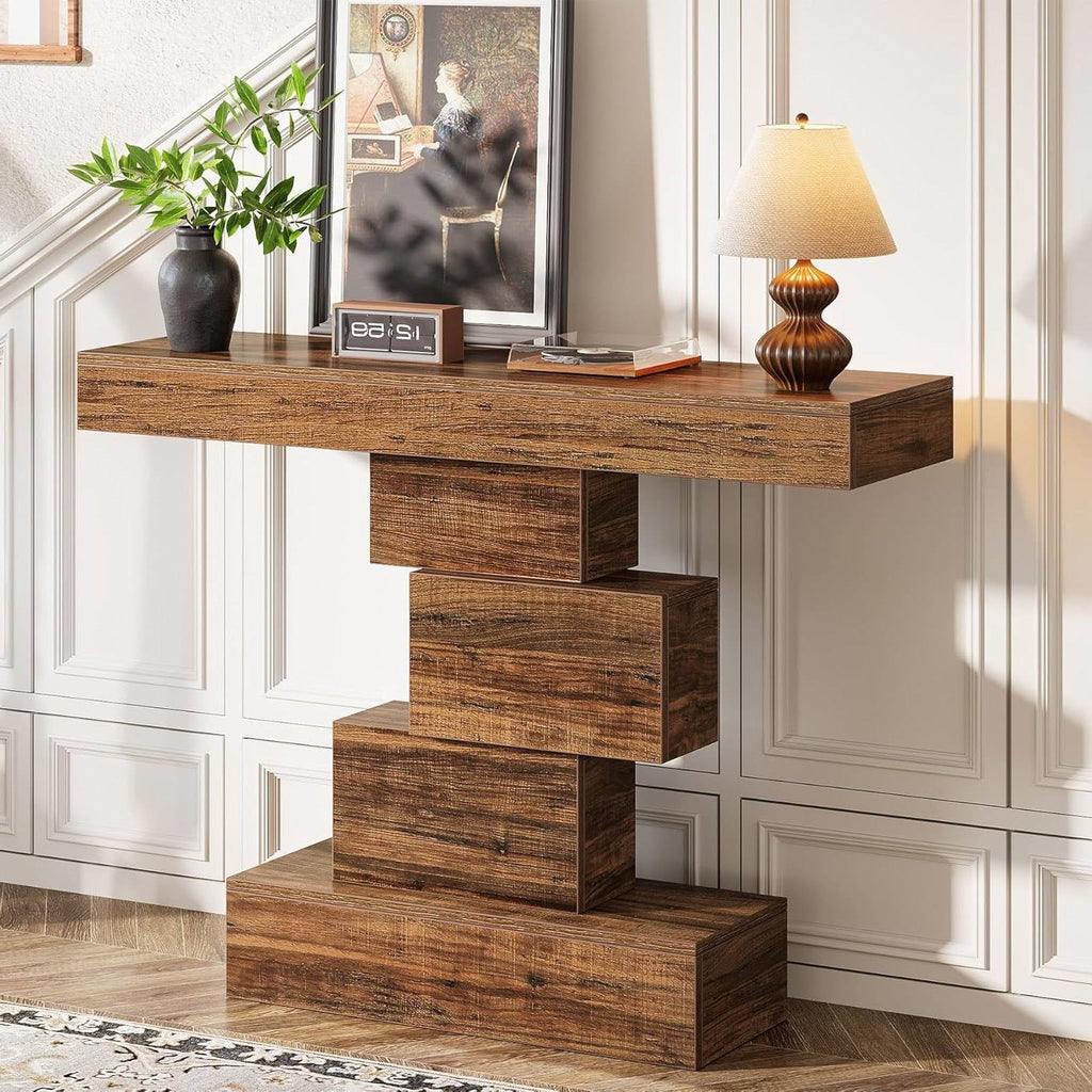 Modern Farmhouse 42-inch Console Accent Sofa Table in Rustic Brown Wood Finish