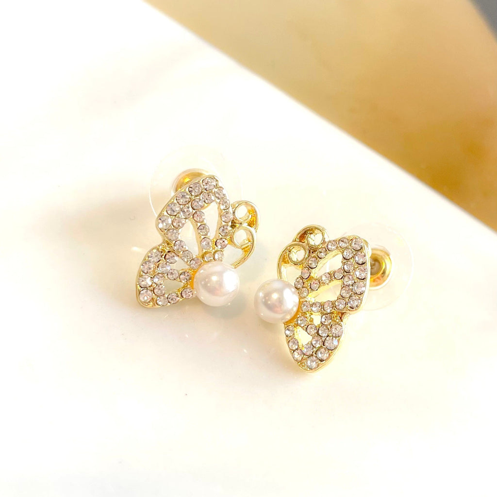 Half Butterfly Pearl Studs