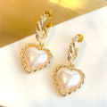 Pearl Heart Hoop Earrings