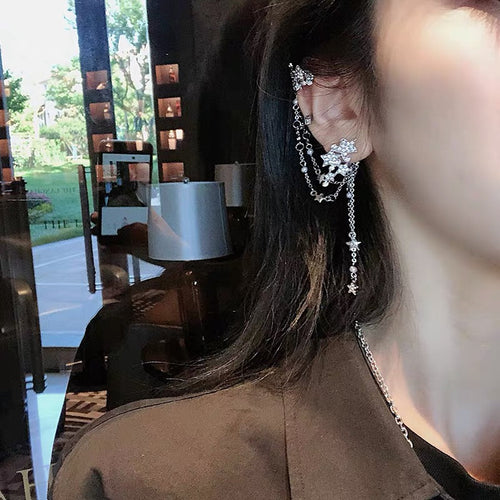 Asymmetrical Starry Sky Ear Cuff Earrings