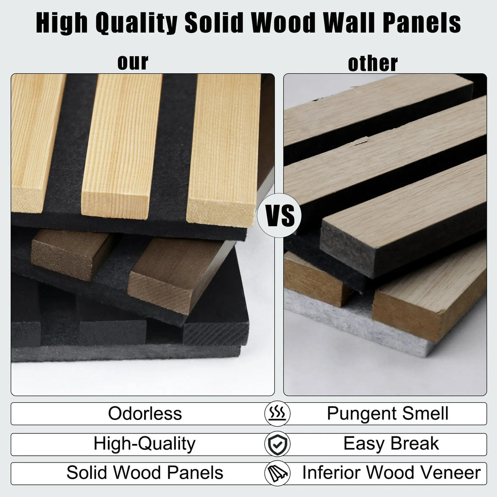 Luxury Oak | Grey Felt | Acoustic Solid Wood Wall Panels ( 2 Panels Per Box）
