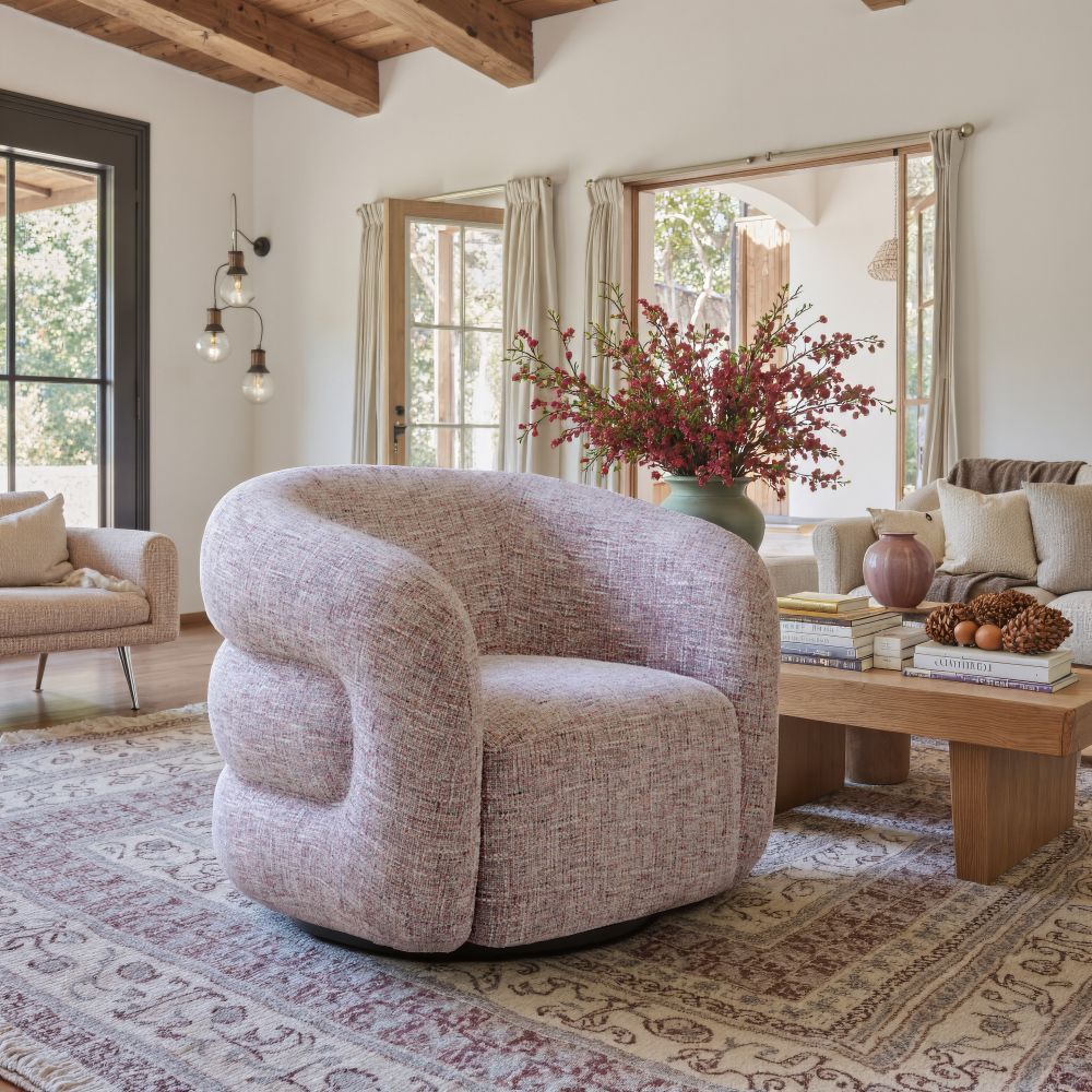 Refine Textured Fabric Swivel Club Chair