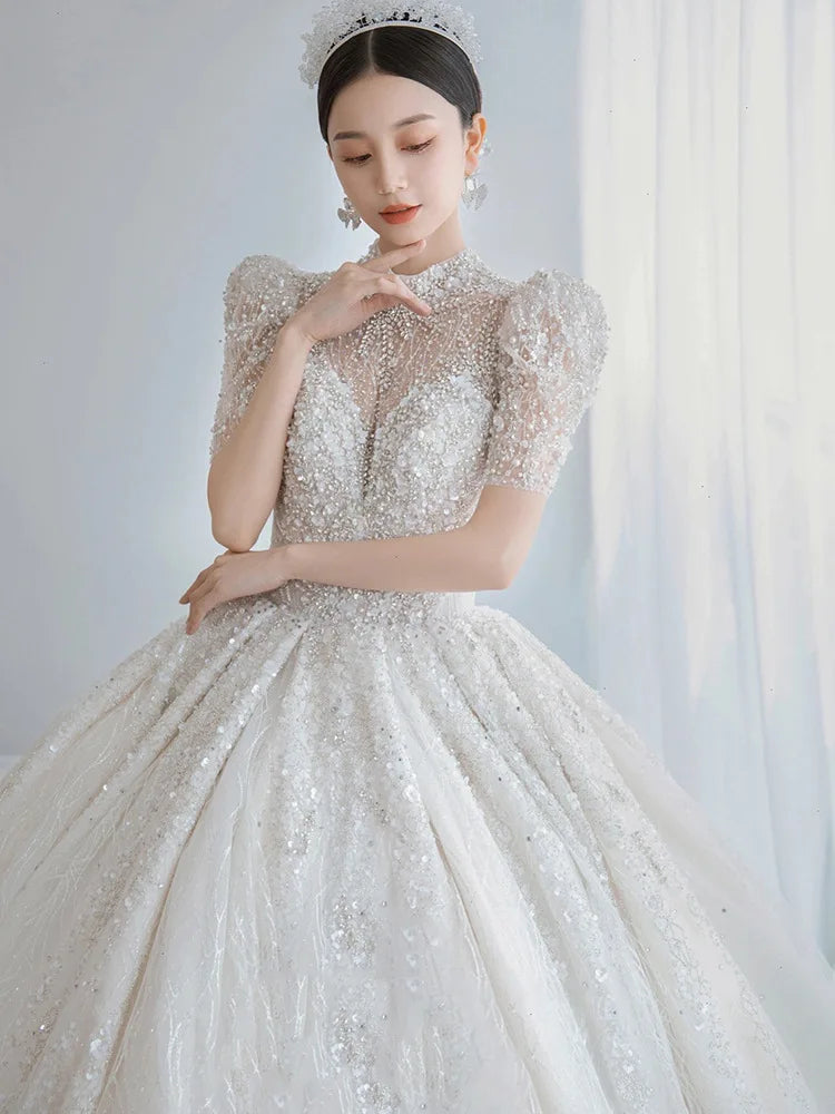 Luxury White Wedding Dress With Beads
