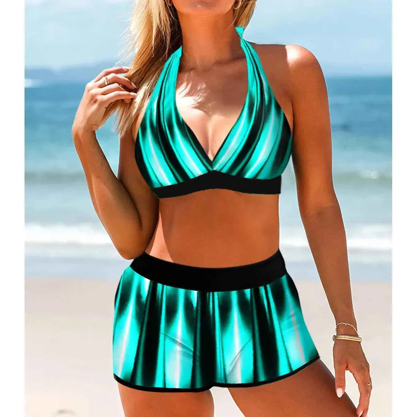 Navy Stripe Tankini Bikini Set S-6XL