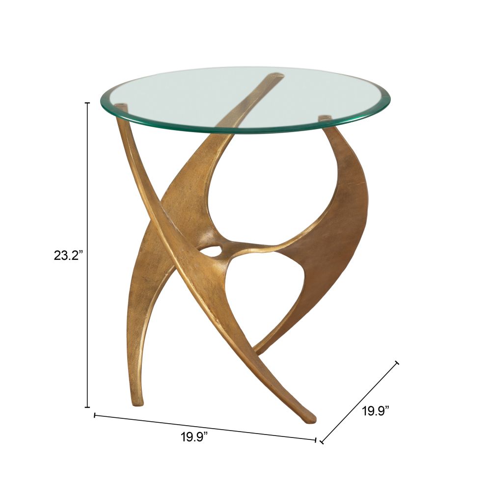 Sabel Clear Glass Top Round Side Table
