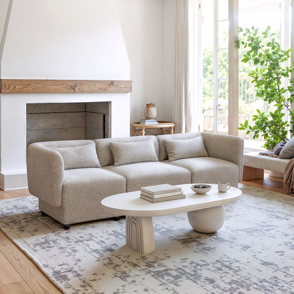Simu Textured Fabric Corner Chair