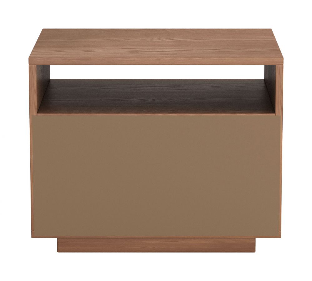 Slit Wooden Brown Nightstand