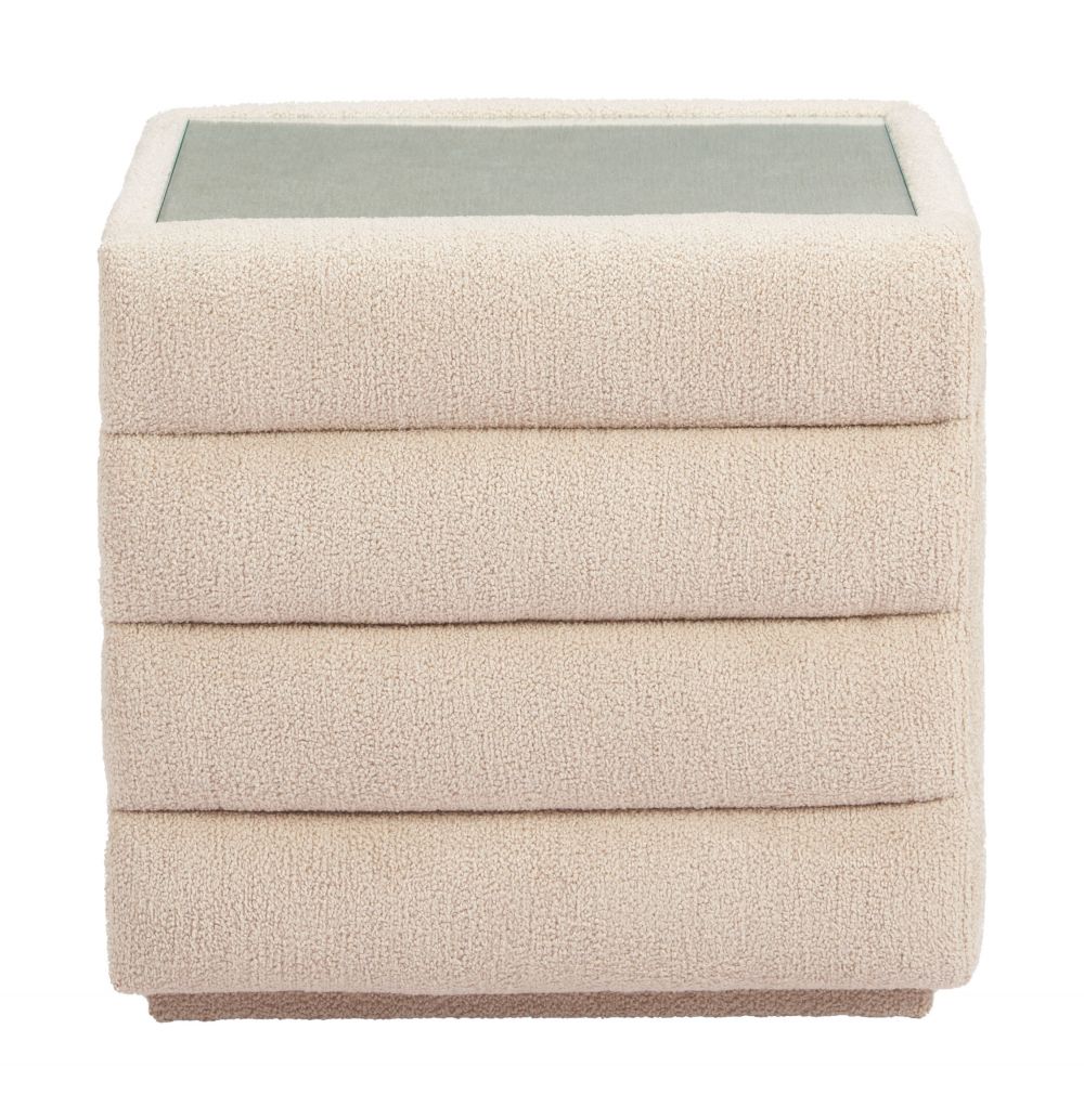 Soffice Two Drawers Shearling Fabric Nightstand