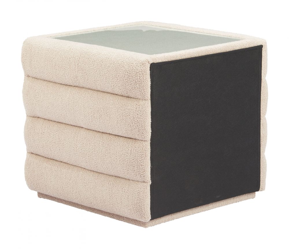 Soffice Two Drawers Shearling Fabric Nightstand