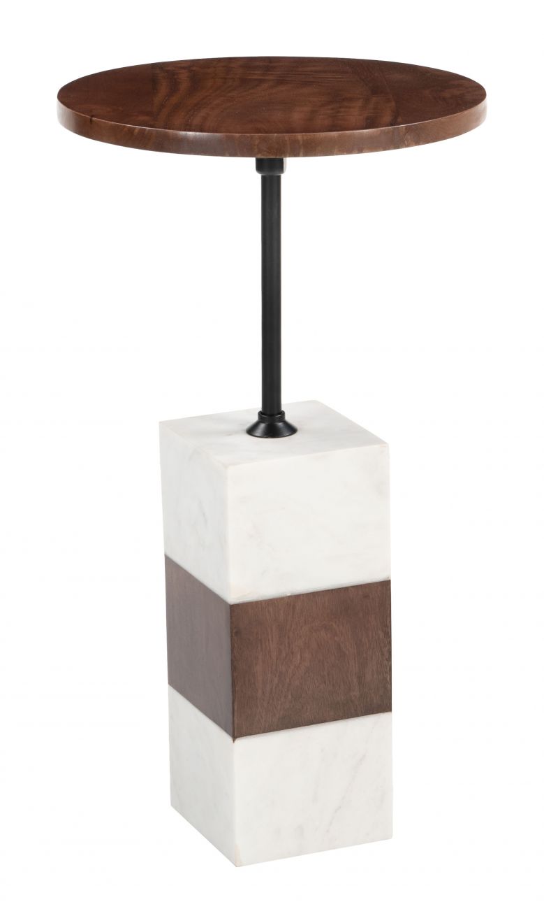Stuk Wood Top Round Side Table