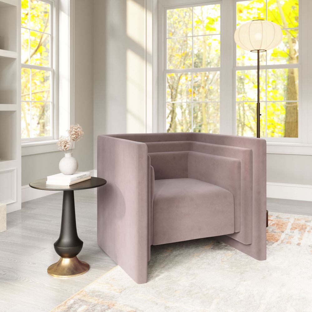 Trippel Taupe Velvet Club Chair