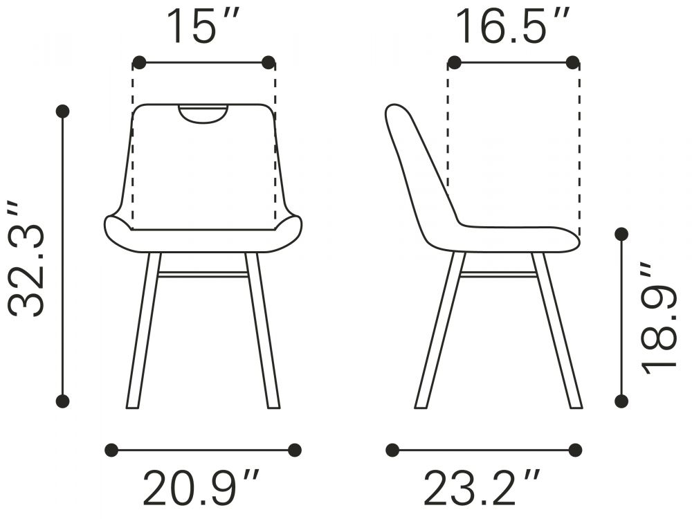 Tyler Brown Velvet Armless Dining Chair 2PC