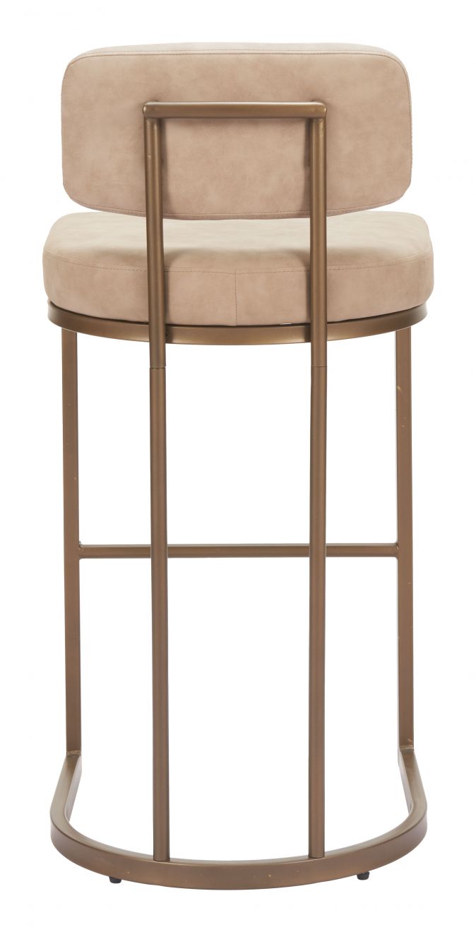 Velar Beige Faux Leather Barstool 2PC