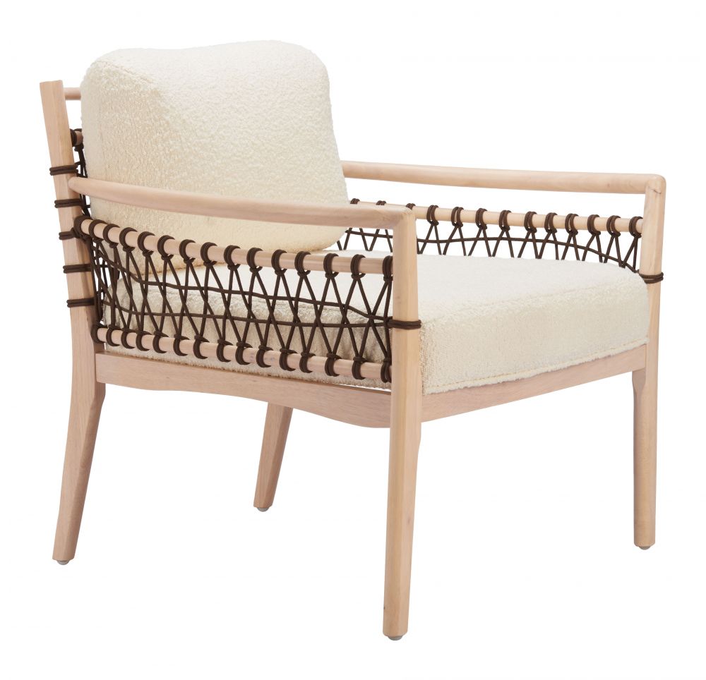 Wezly Ivory Textured Fabric Accent Chair