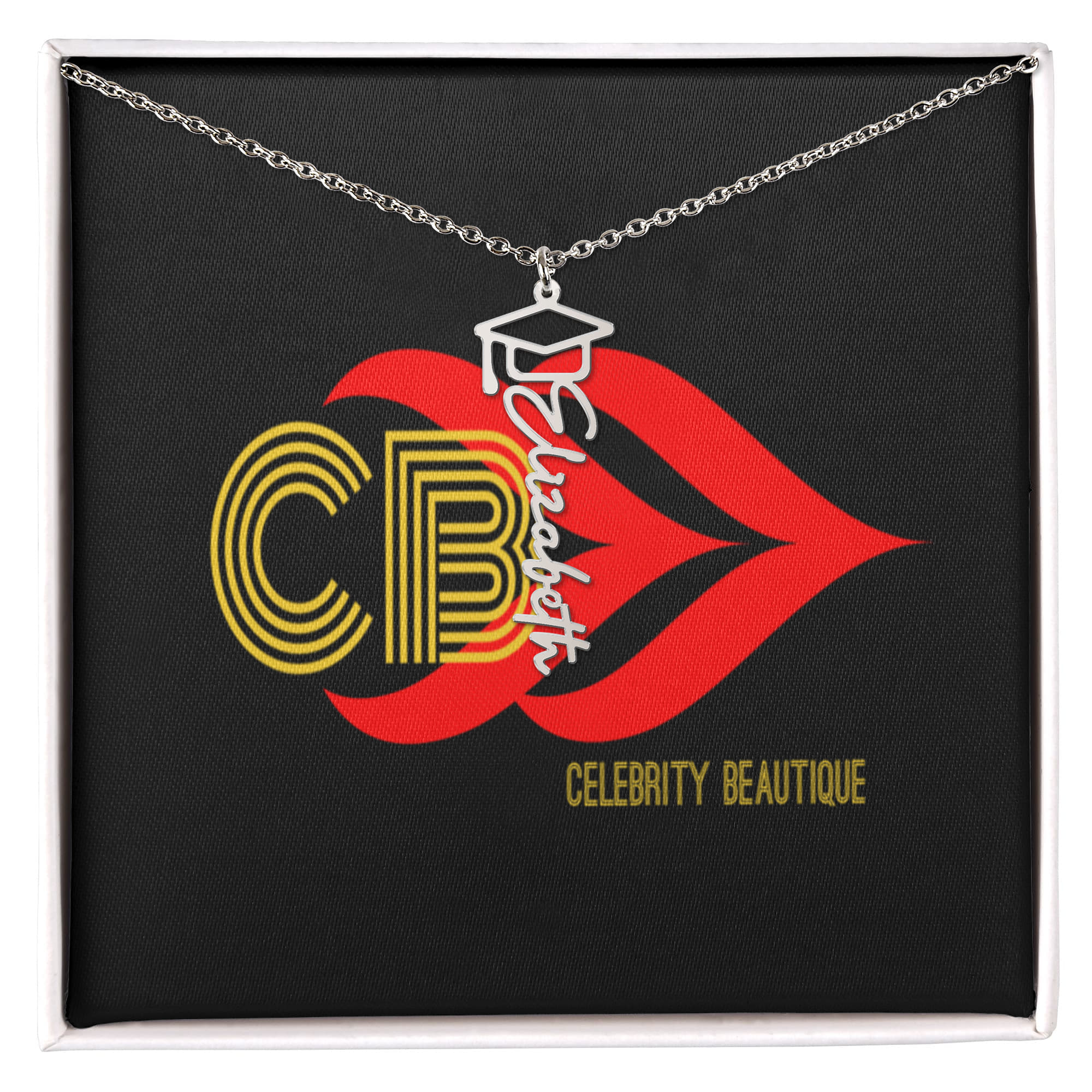 Graduation Name Necklace by Celebrity Beautique
