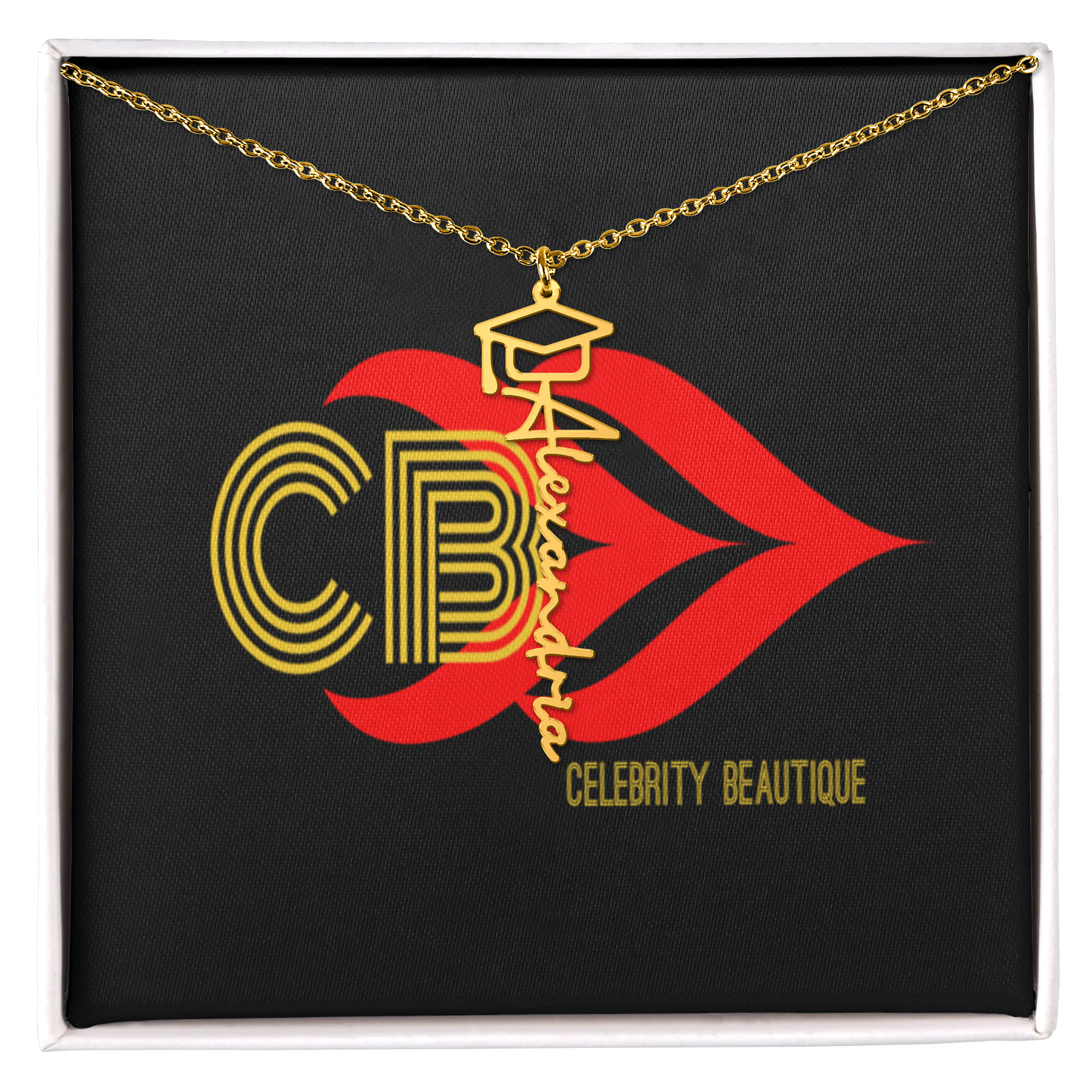 Graduation Name Necklace by Celebrity Beautique
