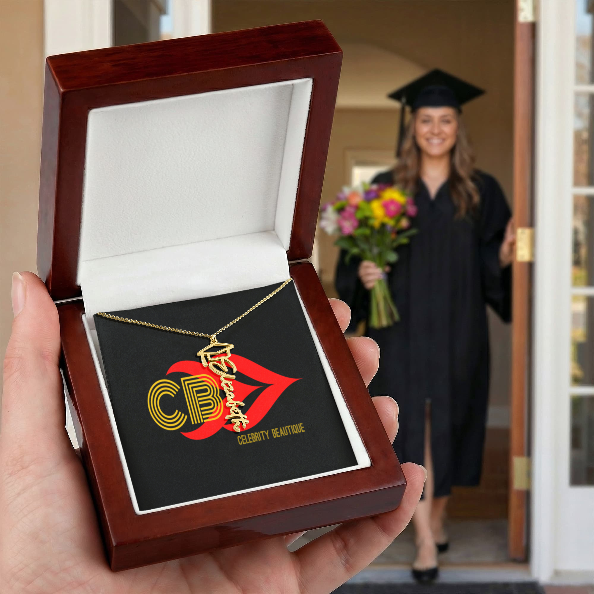 Graduation Name Necklace by Celebrity Beautique