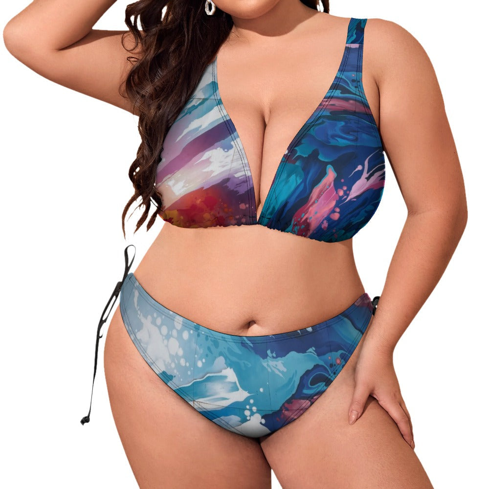 Elegant Plus Size Bikini Swimsuit with Adjustable Straps for Beach Lovers