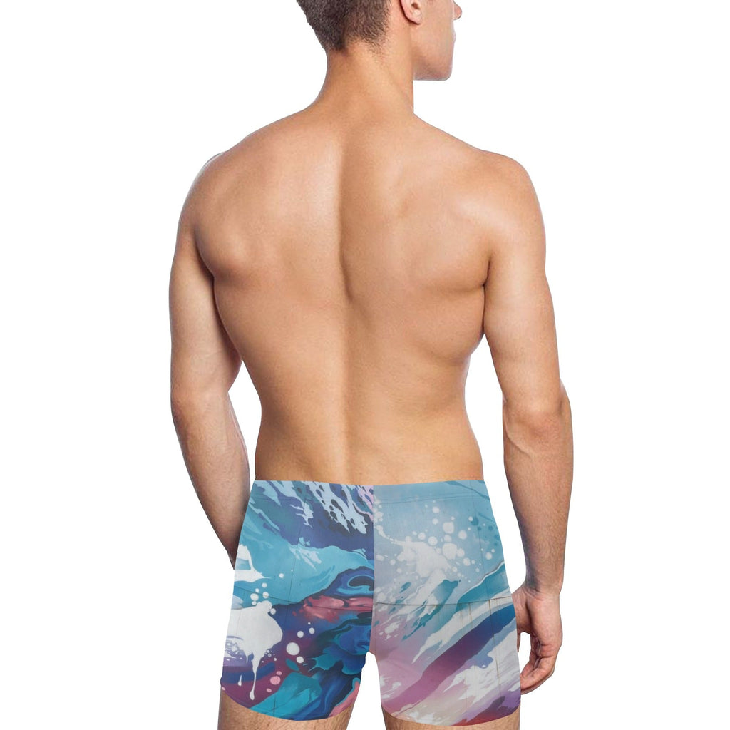 High-Quality Men's Swimming Trunks with All-Over Printing for Active Swimmers