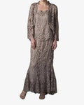 Lace Beaded 3 Piece Jacket Top Skirt Dress Set