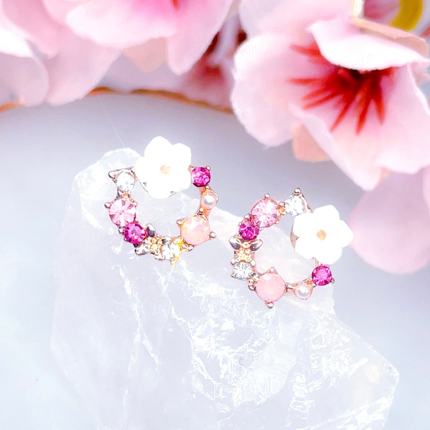 Crystal Flower Wreath Studs