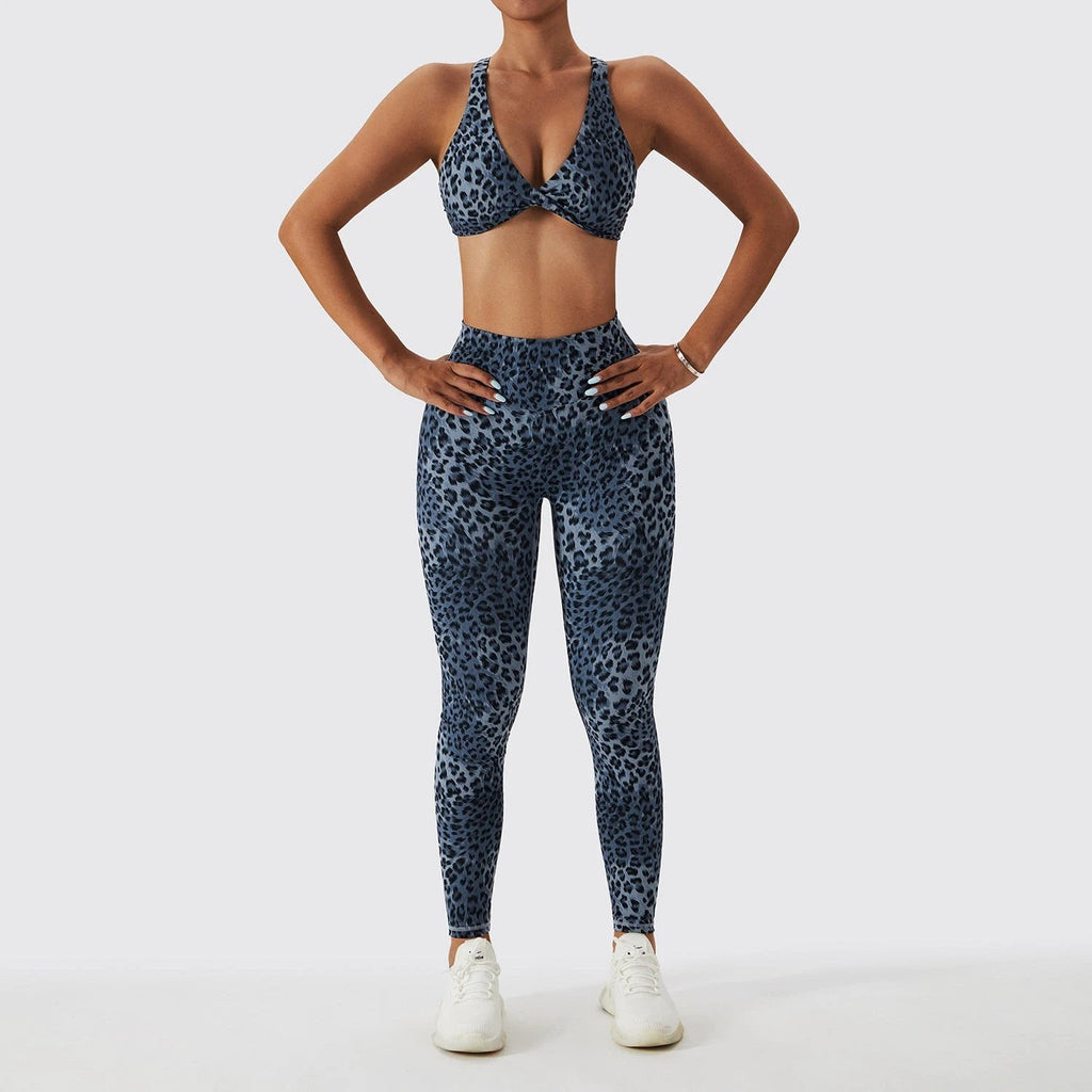 Leopard Print Nude Feel Yoga Clothes Beauty Back Skinny Peach Hip Raise High Waist Workout Clothes