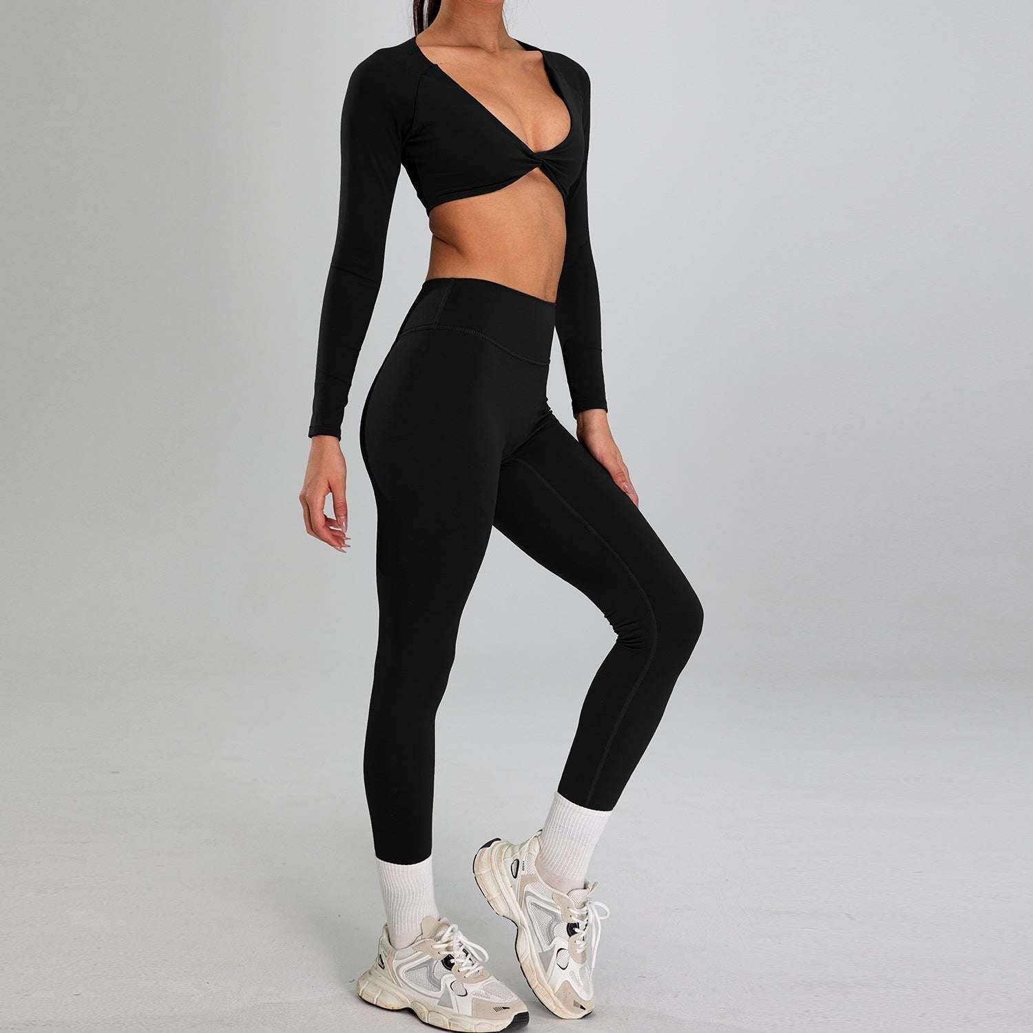 European And American High-intensity Sports Suit Outdoor Running Nude Feel Workout Clothes Slimming High Waist