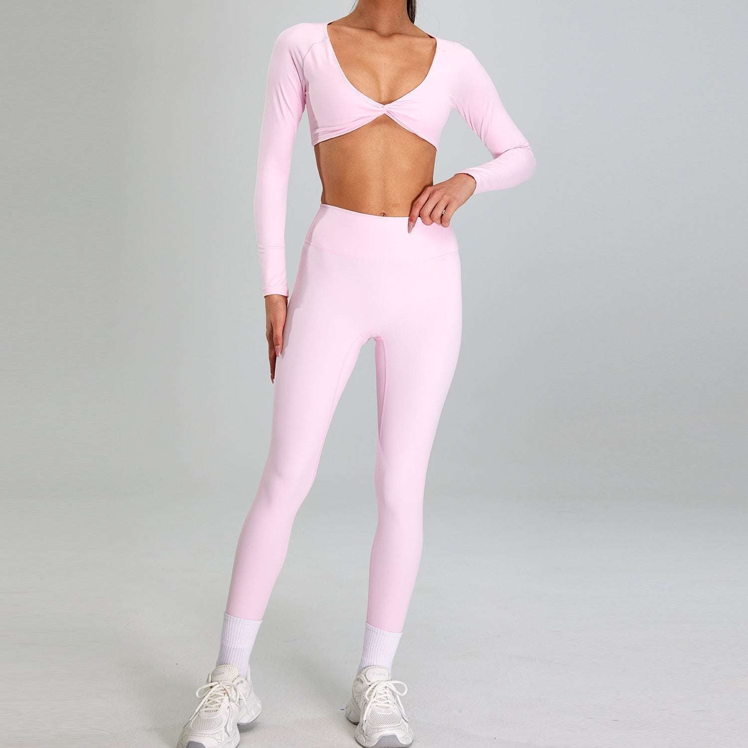 European And American High-intensity Sports Suit Outdoor Running Nude Feel Workout Clothes Slimming High Waist