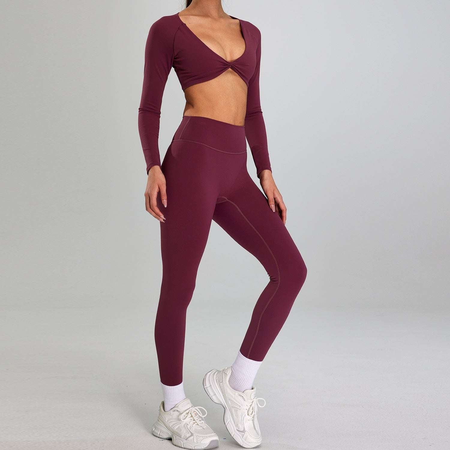 European And American High-intensity Sports Suit Outdoor Running Nude Feel Workout Clothes Slimming High Waist