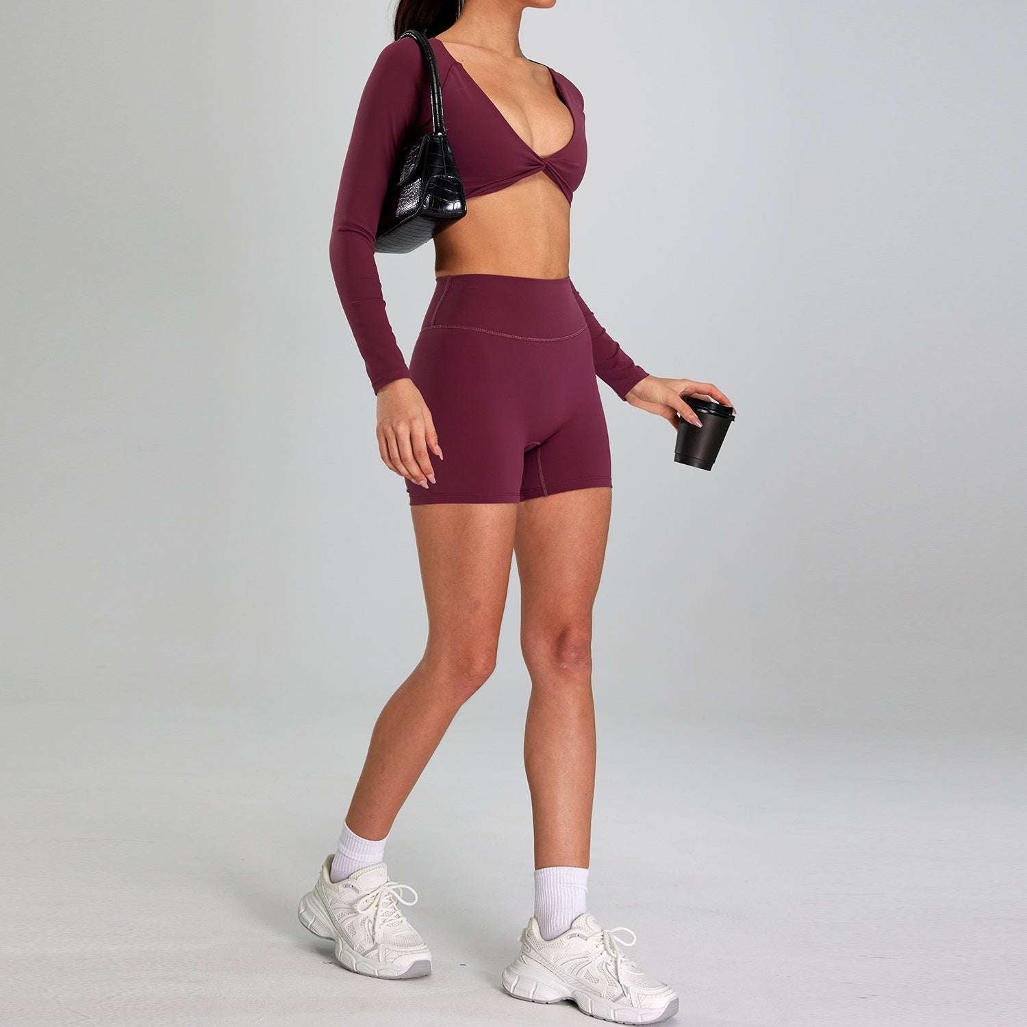 European And American High-intensity Sports Suit Outdoor Running Nude Feel Workout Clothes Slimming High Waist