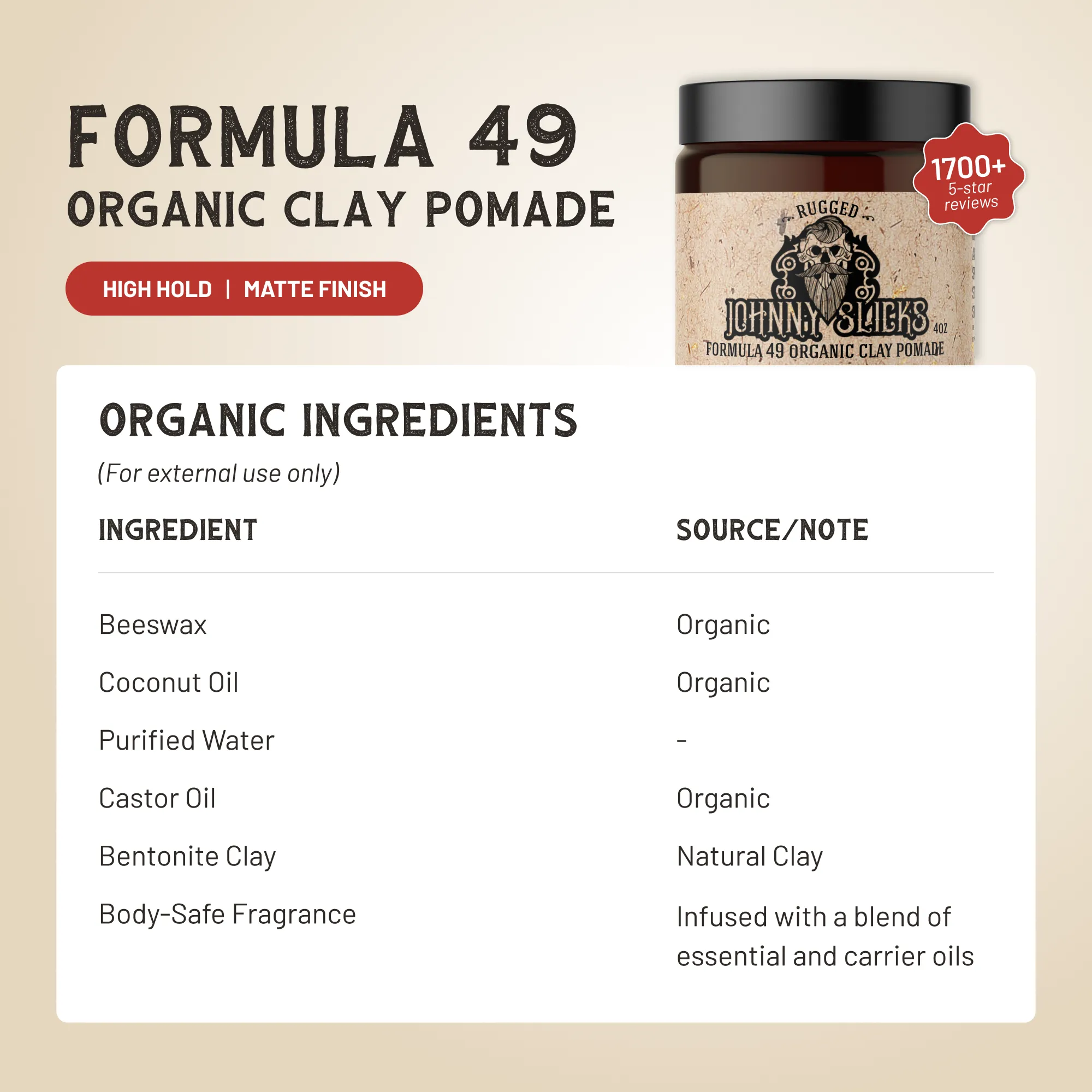 Formula 49 -organic clay pomade