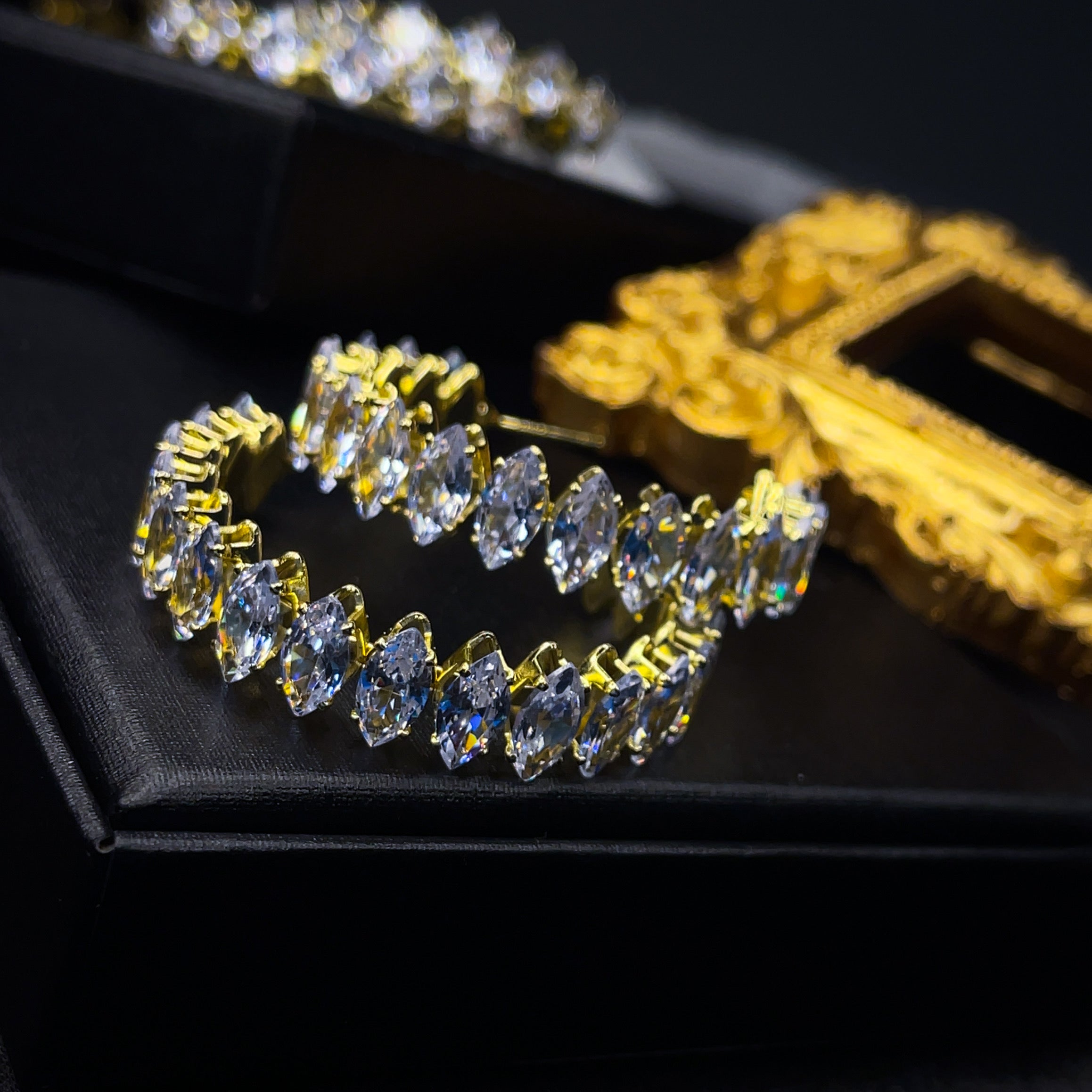 Glam Crystal Hoops Earrings