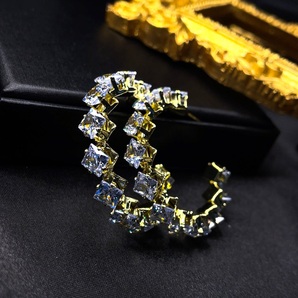Glam Crystal Hoops Earrings
