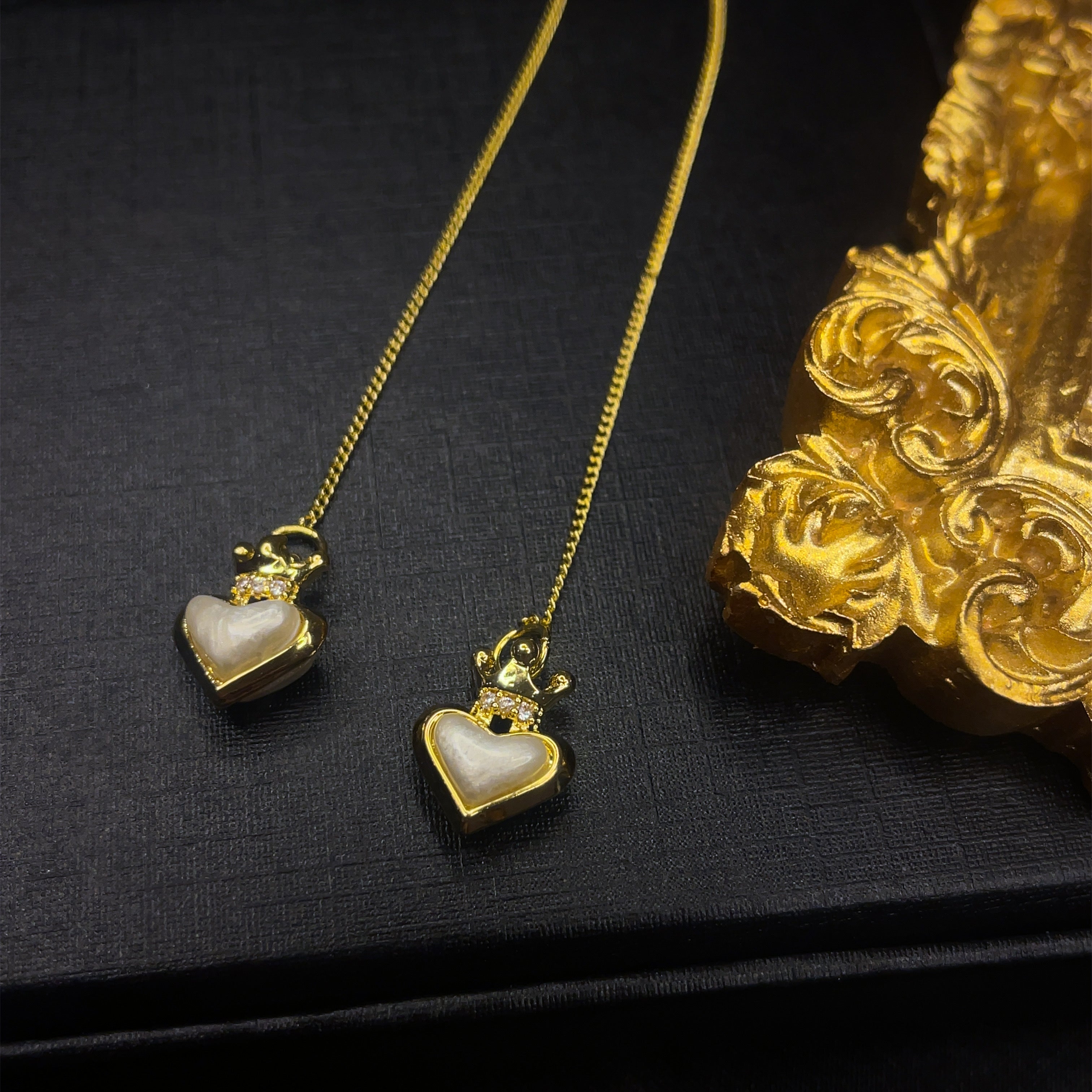 Dainty Pearl Heart Ear Threader