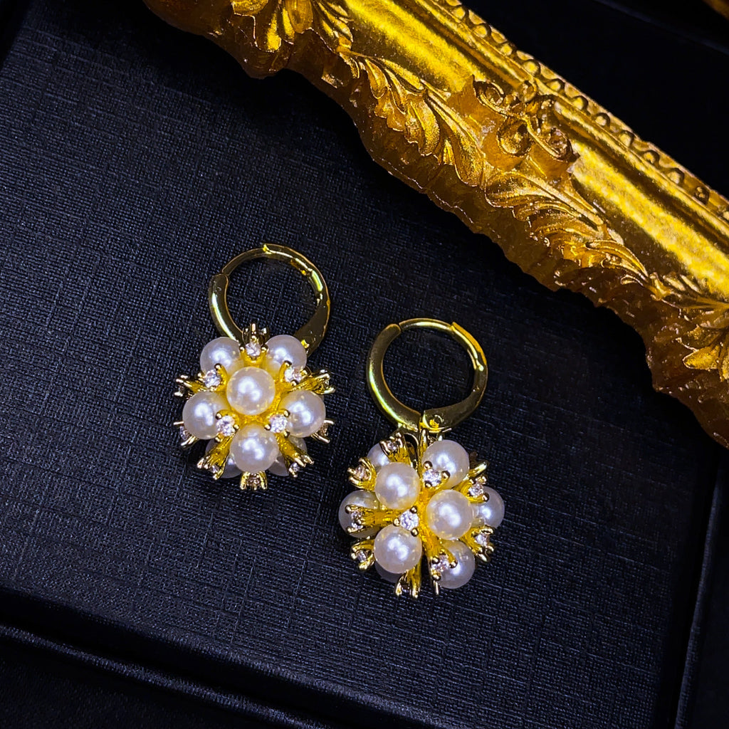 Pearl Pom Pom Earrings