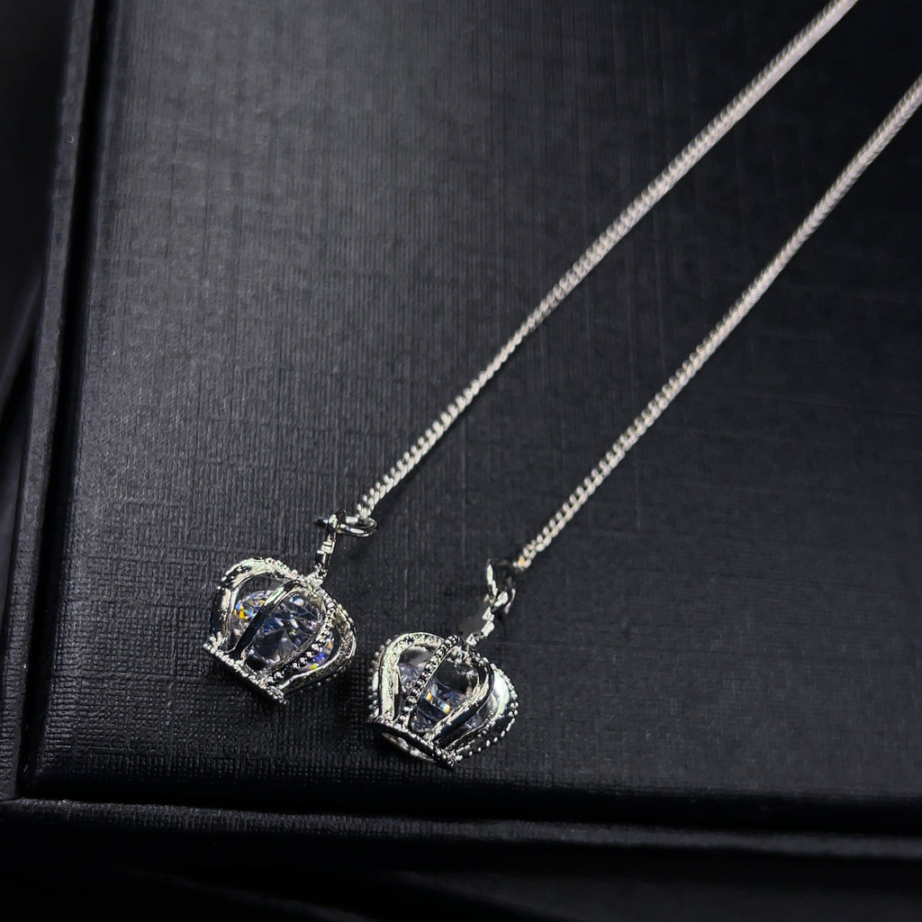 Crown Threader Earrings with Pearl Studs