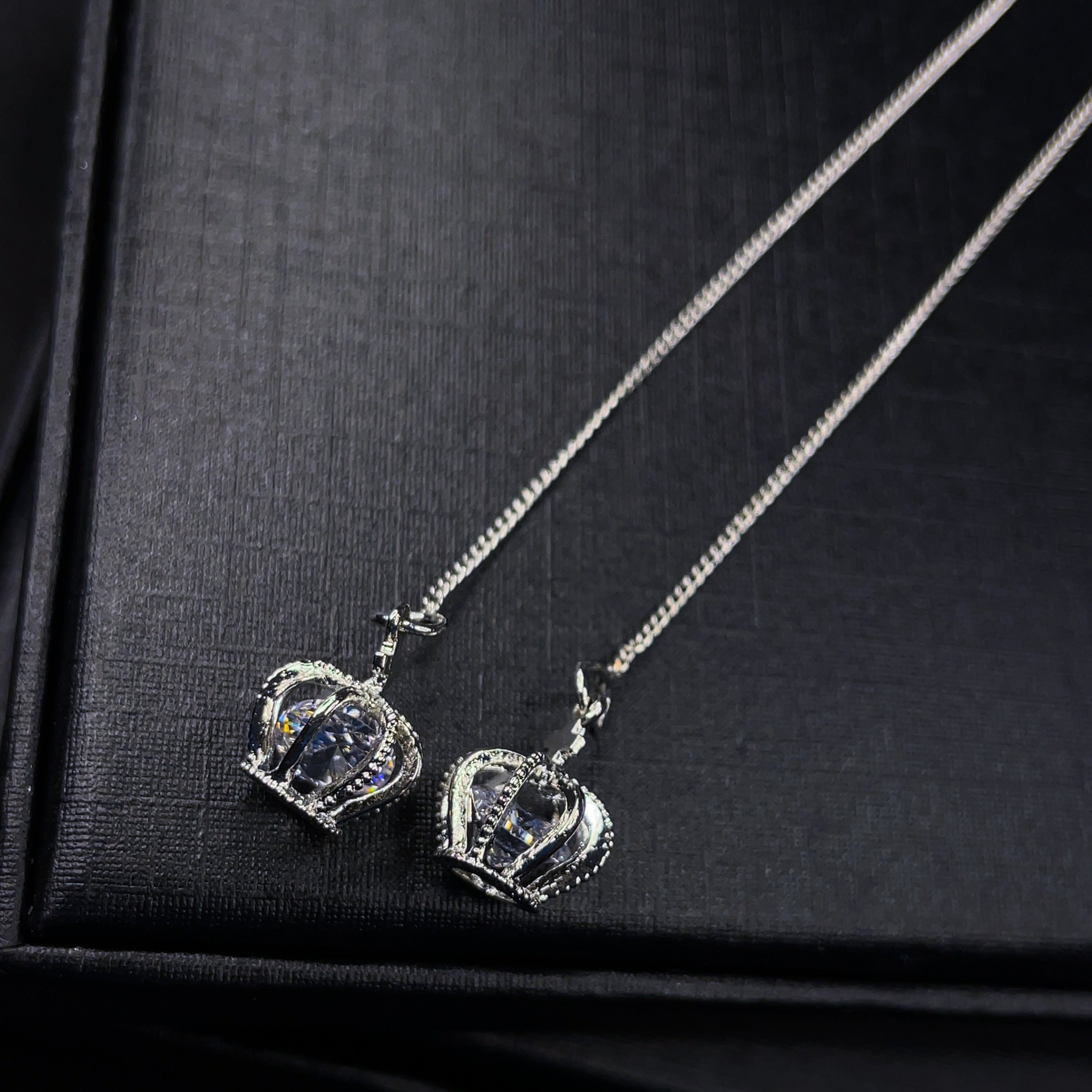 Crown Threader Earrings with Pearl Studs