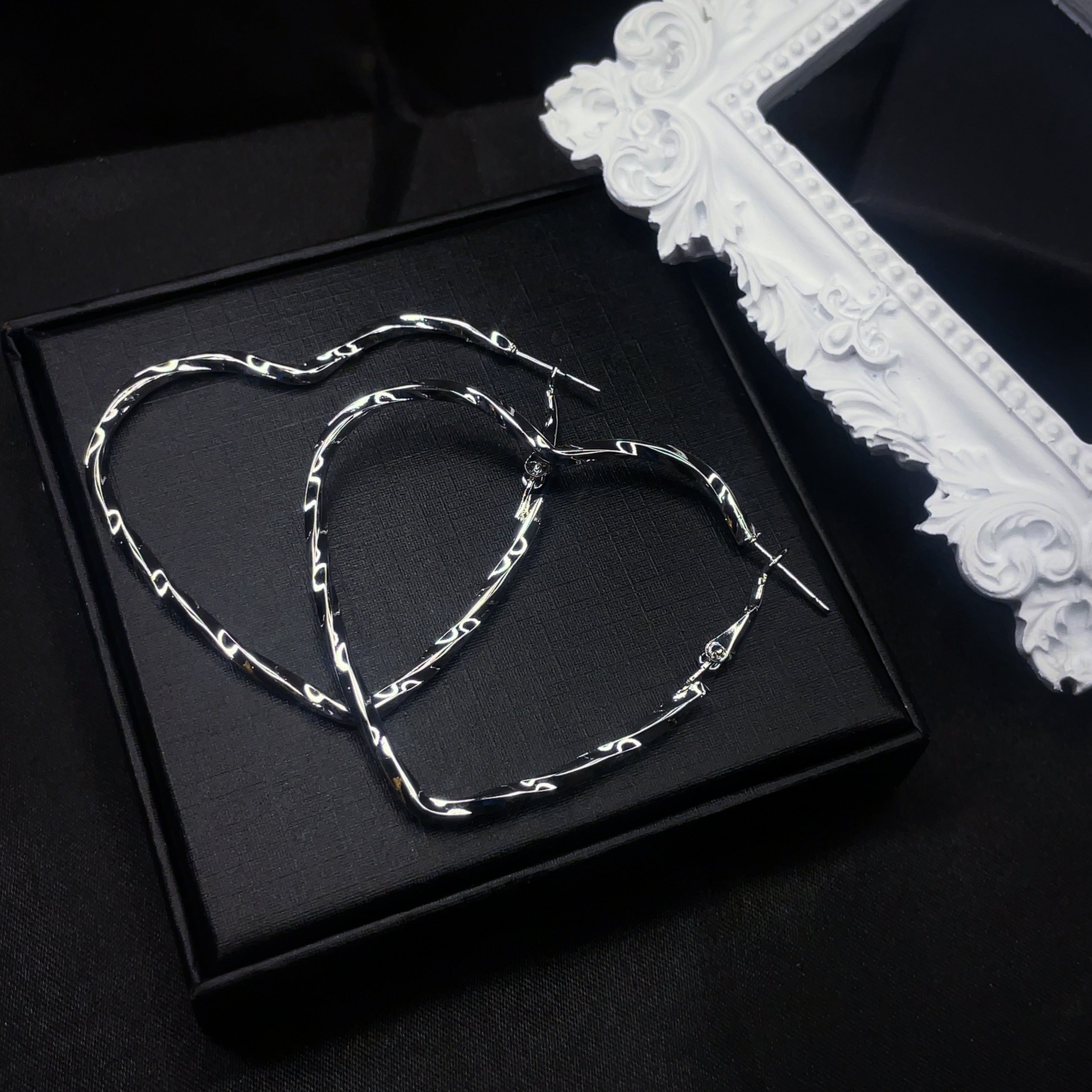 Twisted Heart Hoops Earrings