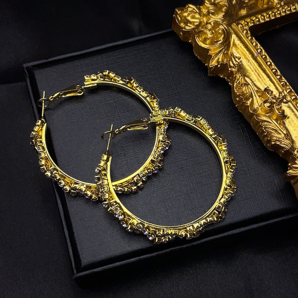 Twisty Crystal Hoops Earrings