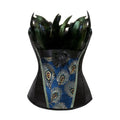 Women Sexy Peacock Feather Overbust Corset Princess Embroidery Burlesque Gothic